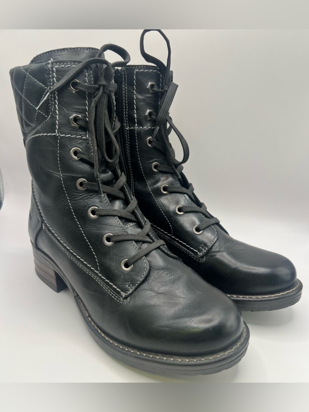 Taos Women’s Factor Style,Black Lace-Up Leather Ankle‎ Boots, Size:8-8.5